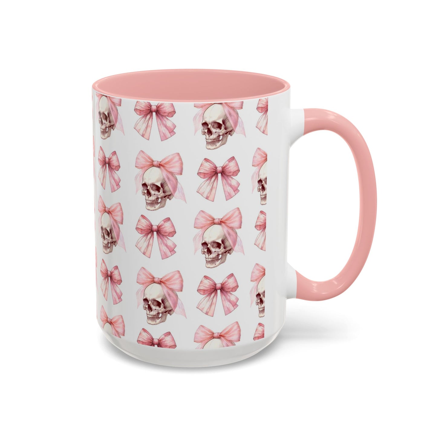 Coquette Halloween Skull & Bow Pink Accent Mug