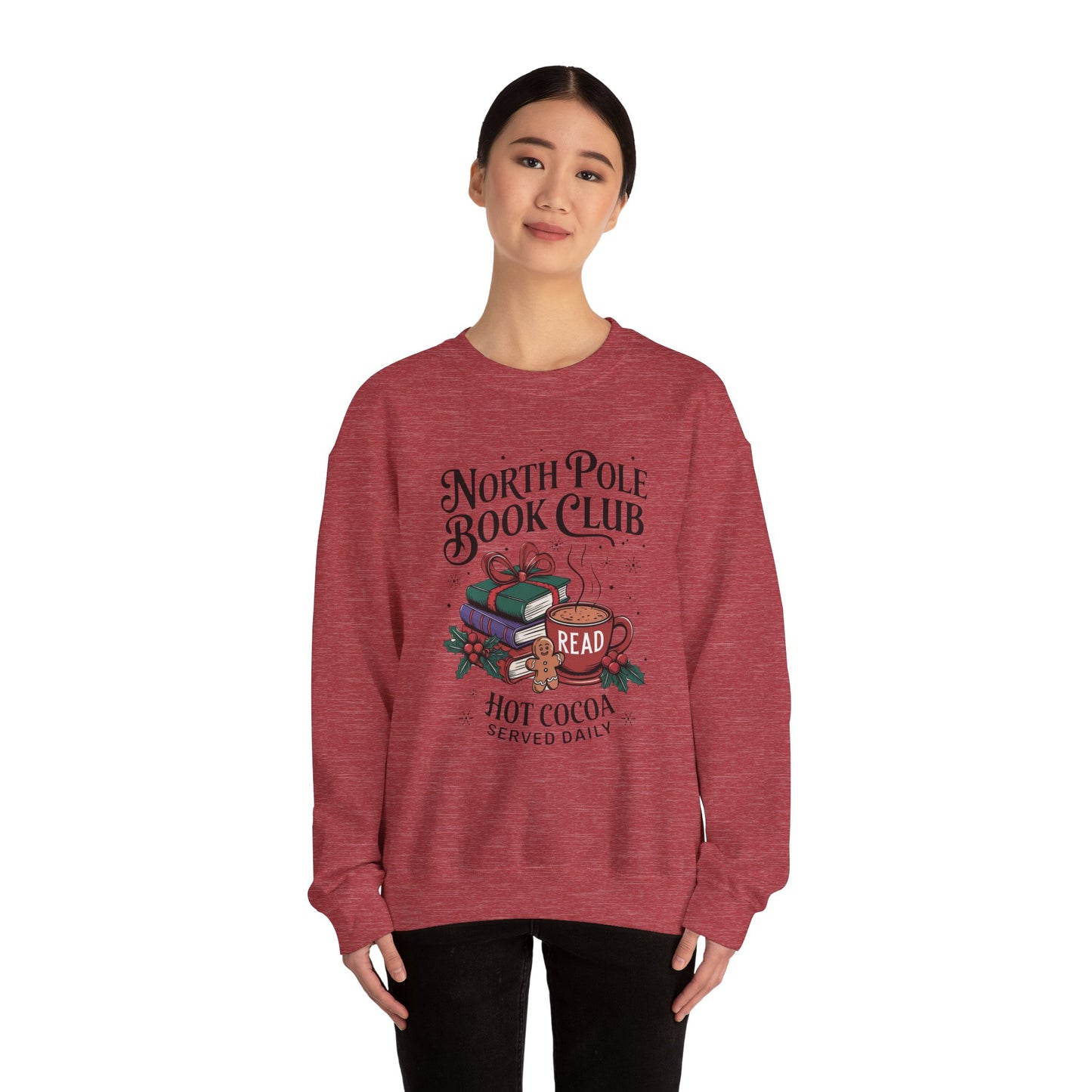 North Pole Book Club Gildan 1800 Sweatshirt – Christmas Book Lover Gift