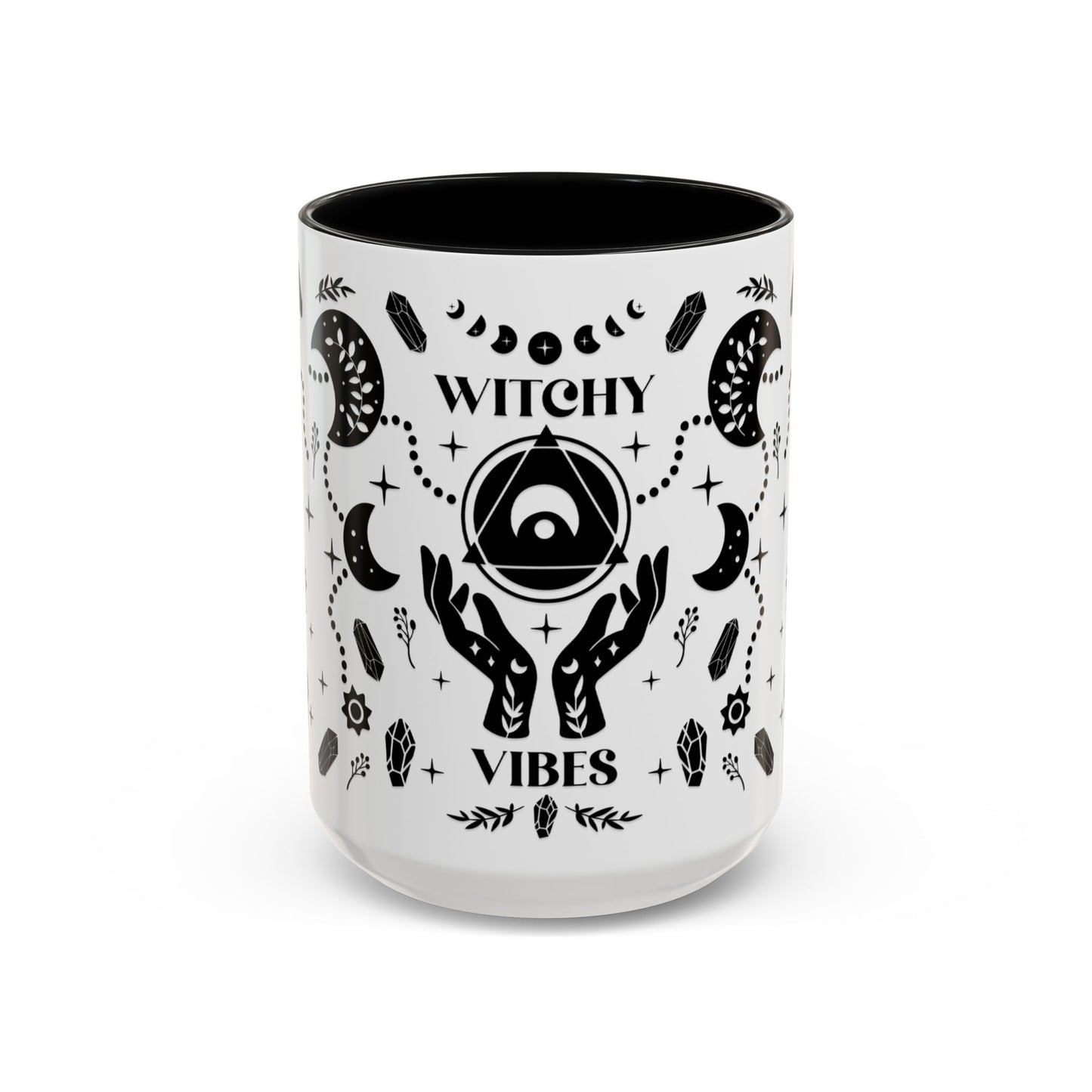 Witchy Vibes Accent Halloween Mug – 11oz & 15oz in Black, Red, or Pink