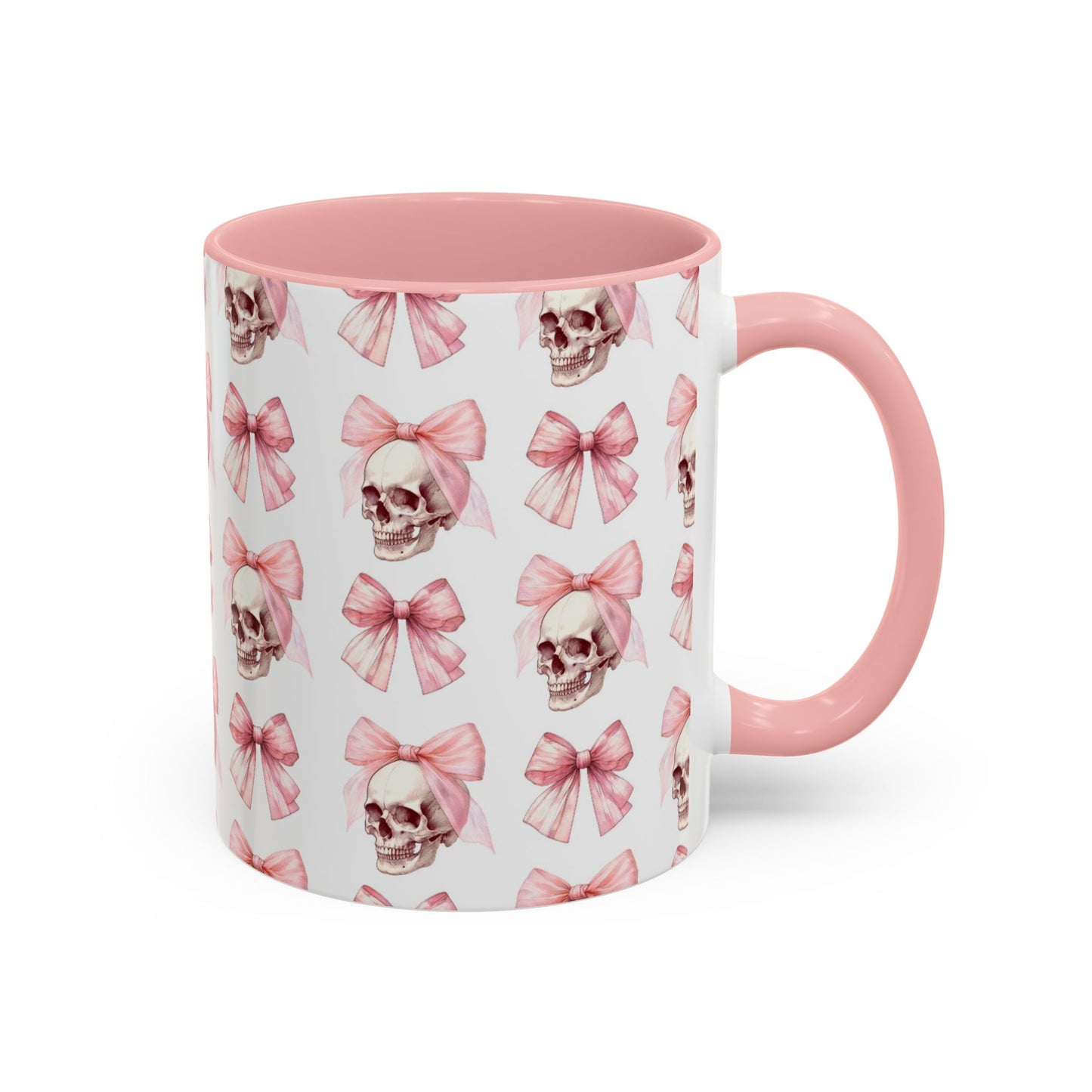 Coquette Halloween Skull & Bow Pink Accent Mug