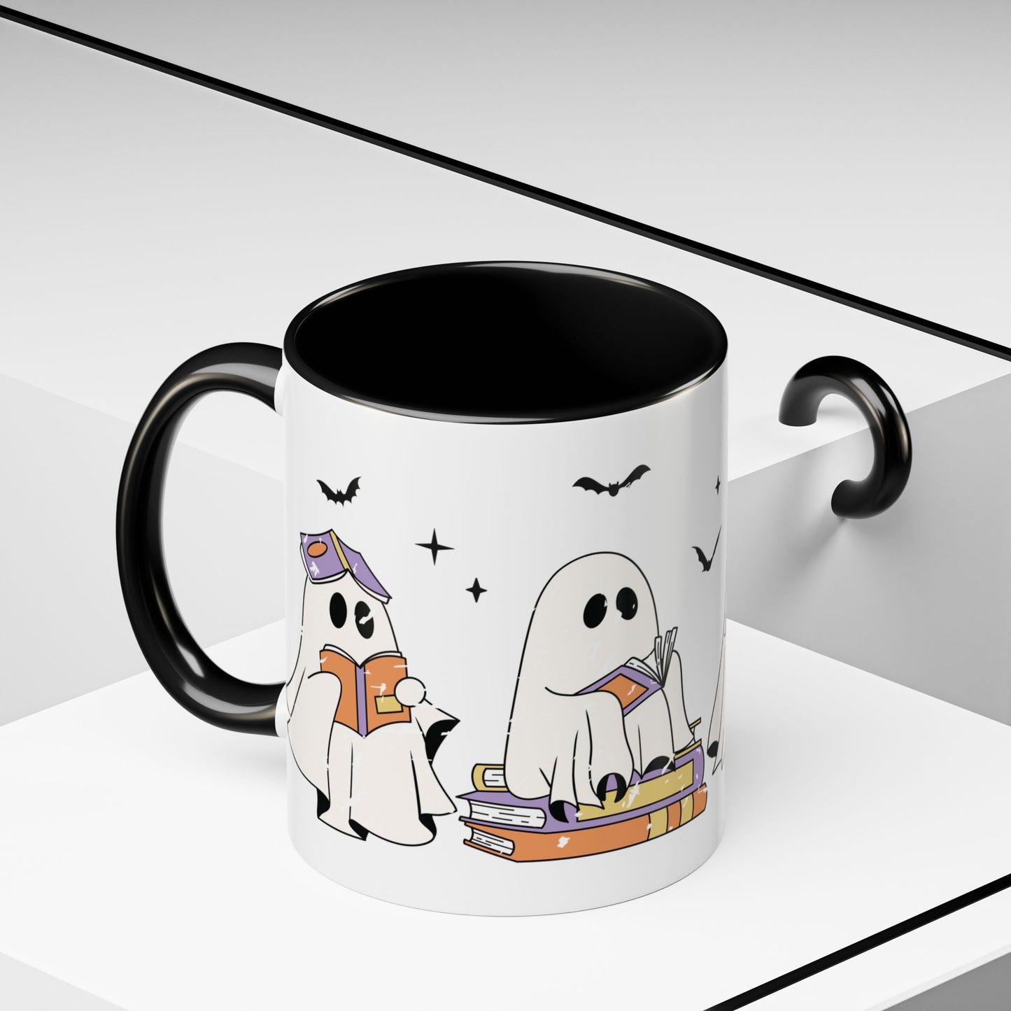 Bookish Boos Reading Ghosts Mug – 11oz & 15oz Black Accent Ceramic