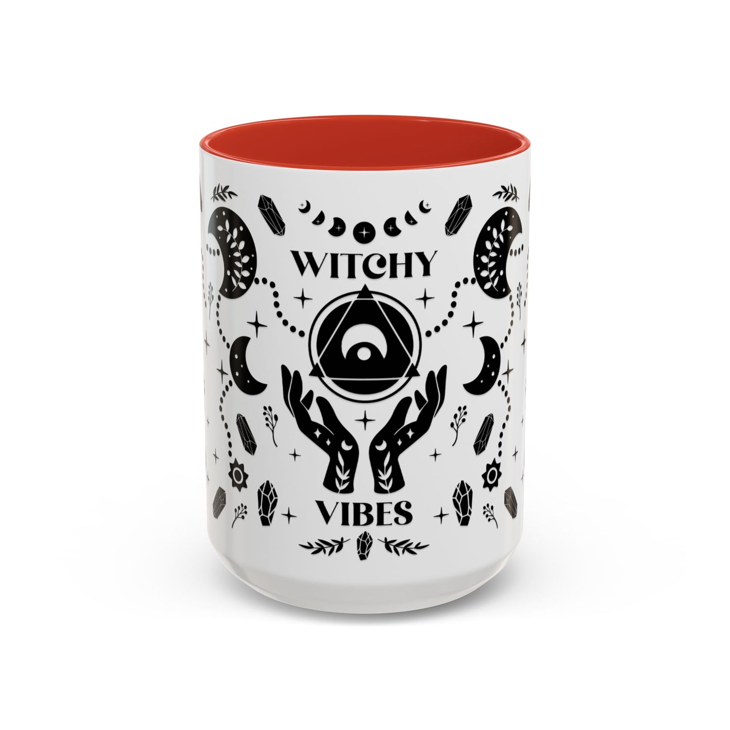 Witchy Vibes Accent Halloween Mug – 11oz & 15oz in Black, Red, or Pink