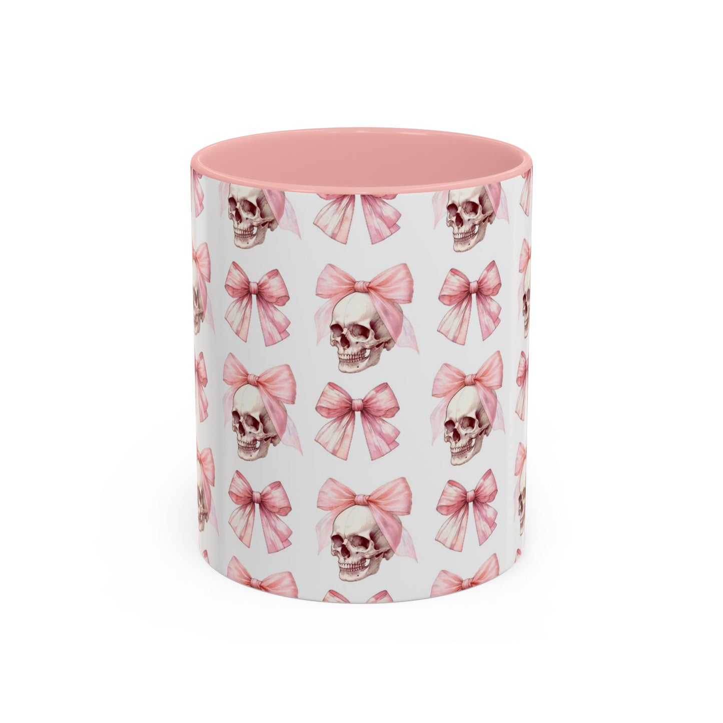 Coquette Halloween Skull & Bow Pink Accent Mug