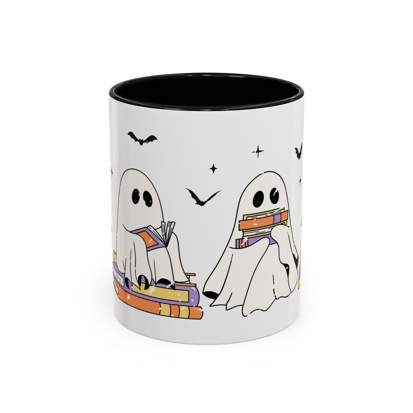 Bookish Boos Reading Ghosts Mug – 11oz & 15oz Black Accent Ceramic