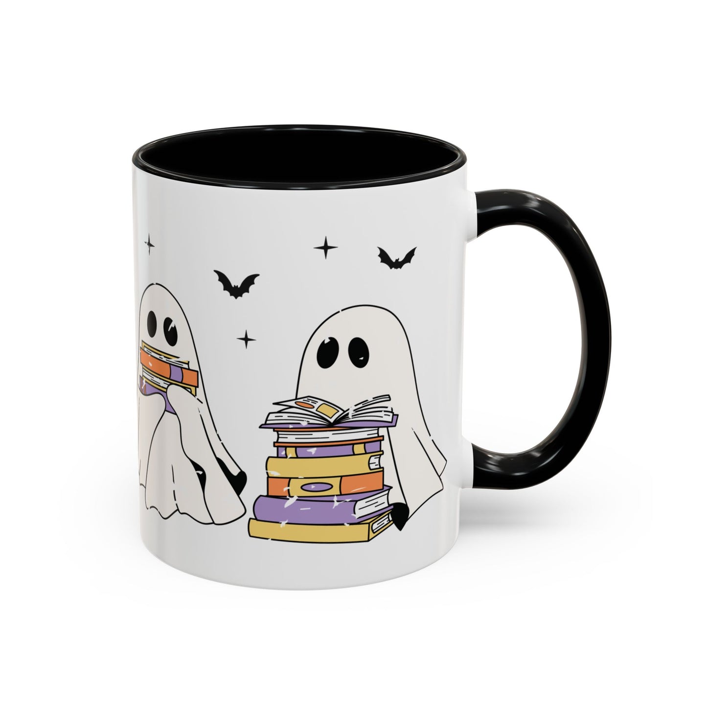 Bookish Boos Reading Ghosts Mug – 11oz & 15oz Black Accent Ceramic