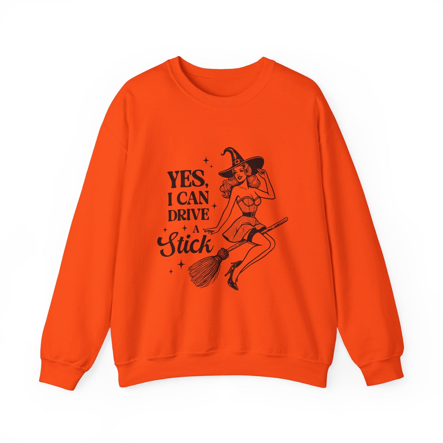 Yes, I Can Drive a Stick Sweatshirt – Halloween Vintage Witch Vibes