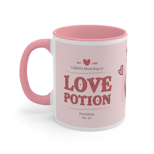 Love Potion Pink Accent Mug – 11oz Valentine's Day Mug