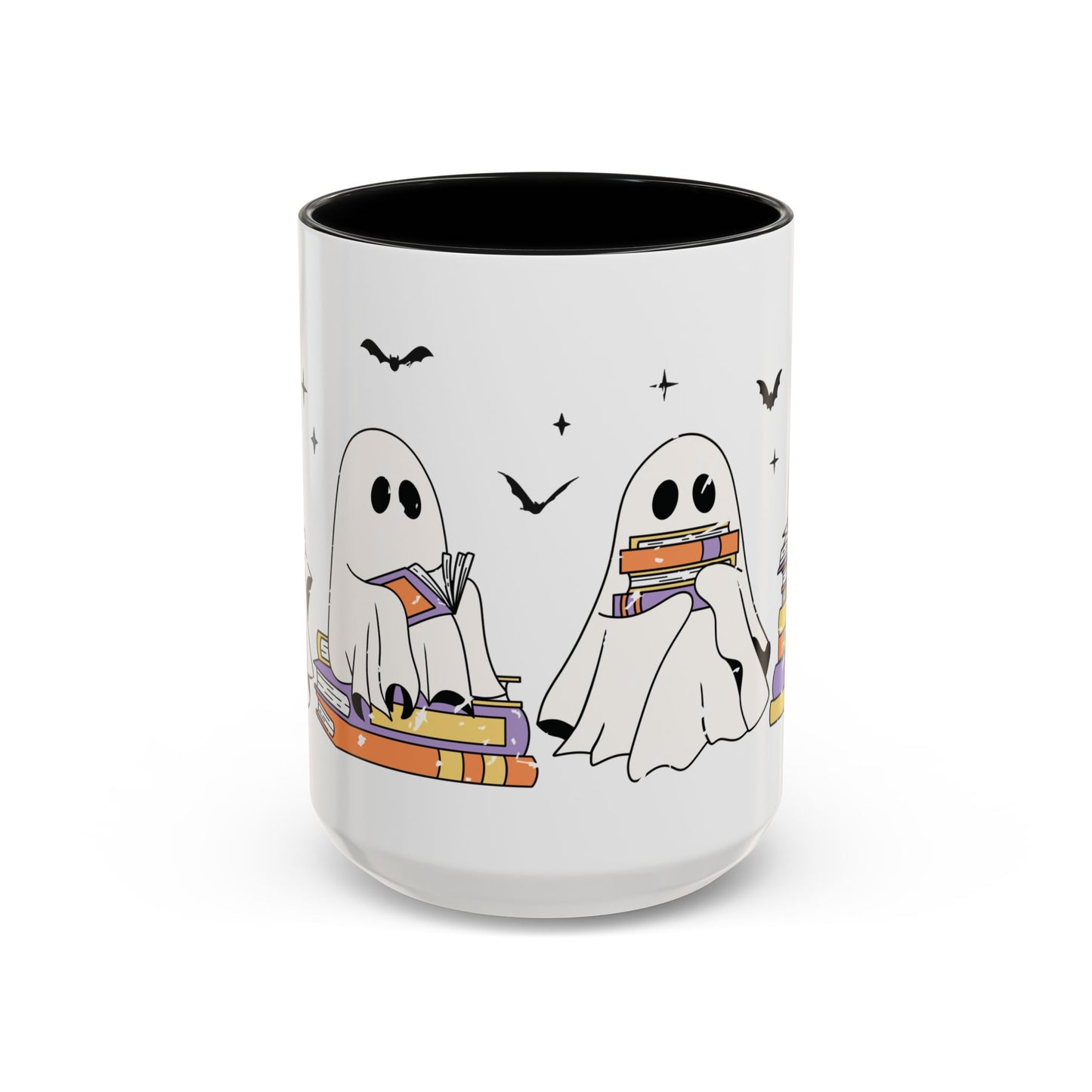 Bookish Boos Reading Ghosts Mug – 11oz & 15oz Black Accent Ceramic