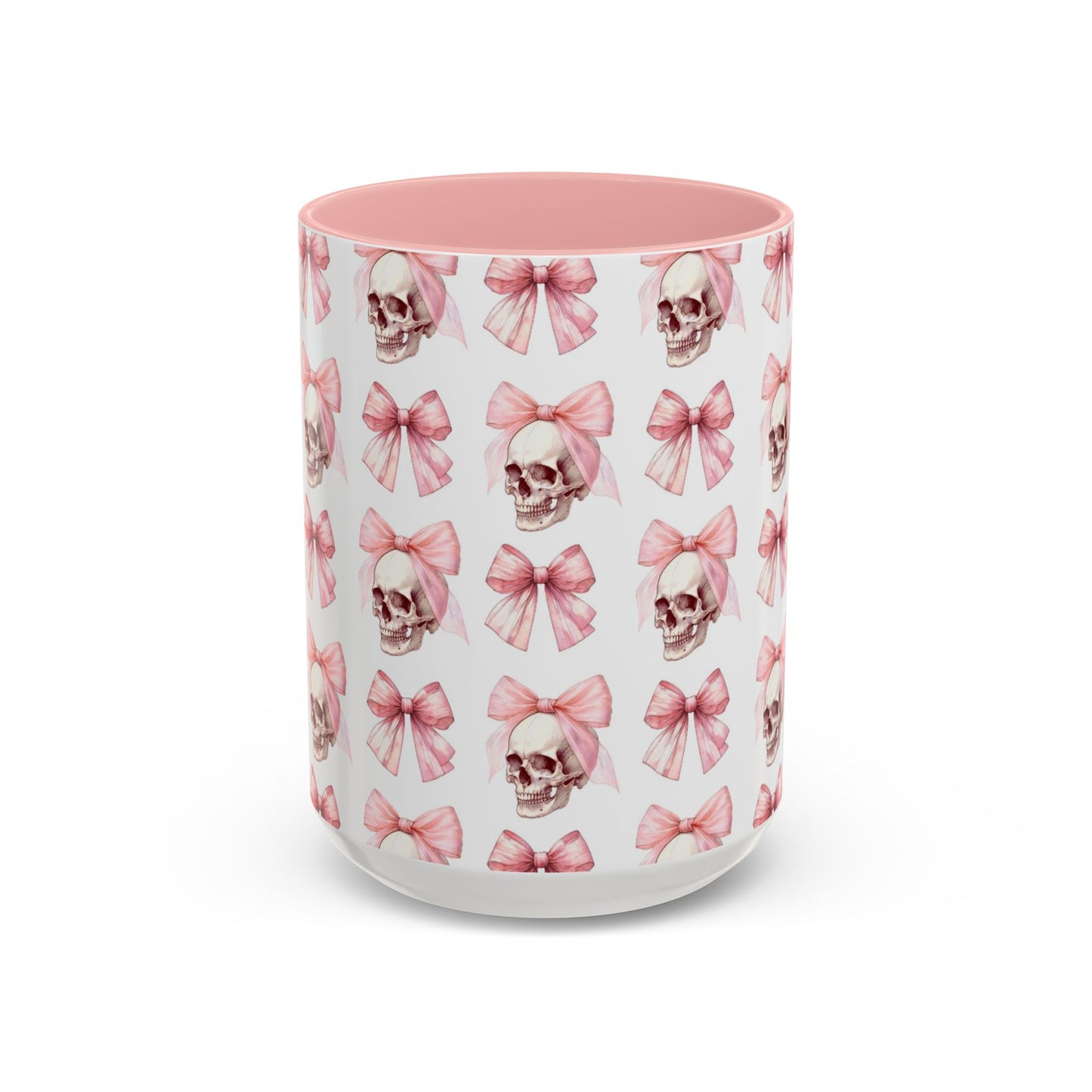 Coquette Halloween Skull & Bow Pink Accent Mug