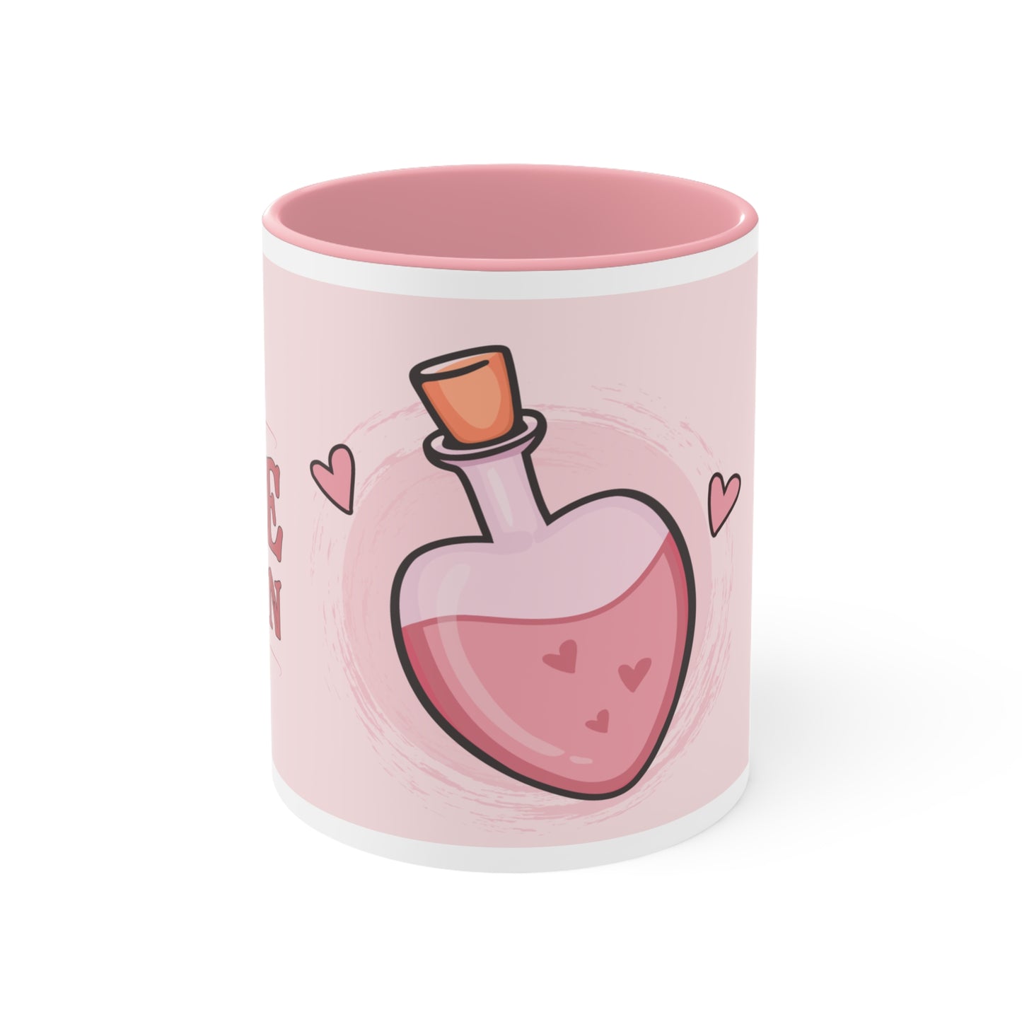 Love Potion Pink Accent Mug – 11oz Valentine's Day Mug