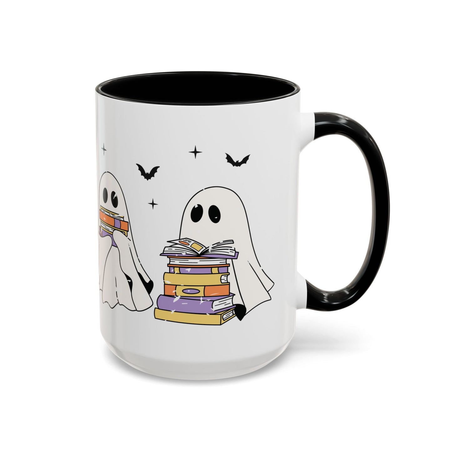 Bookish Boos Reading Ghosts Mug – 11oz & 15oz Black Accent Ceramic