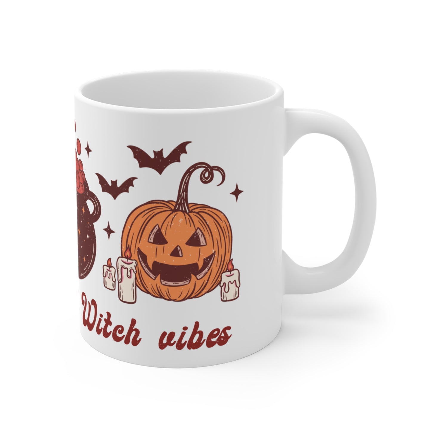 Thick Thighs & Witch Vibes Mug – 11oz Ceramic Halloween Mug