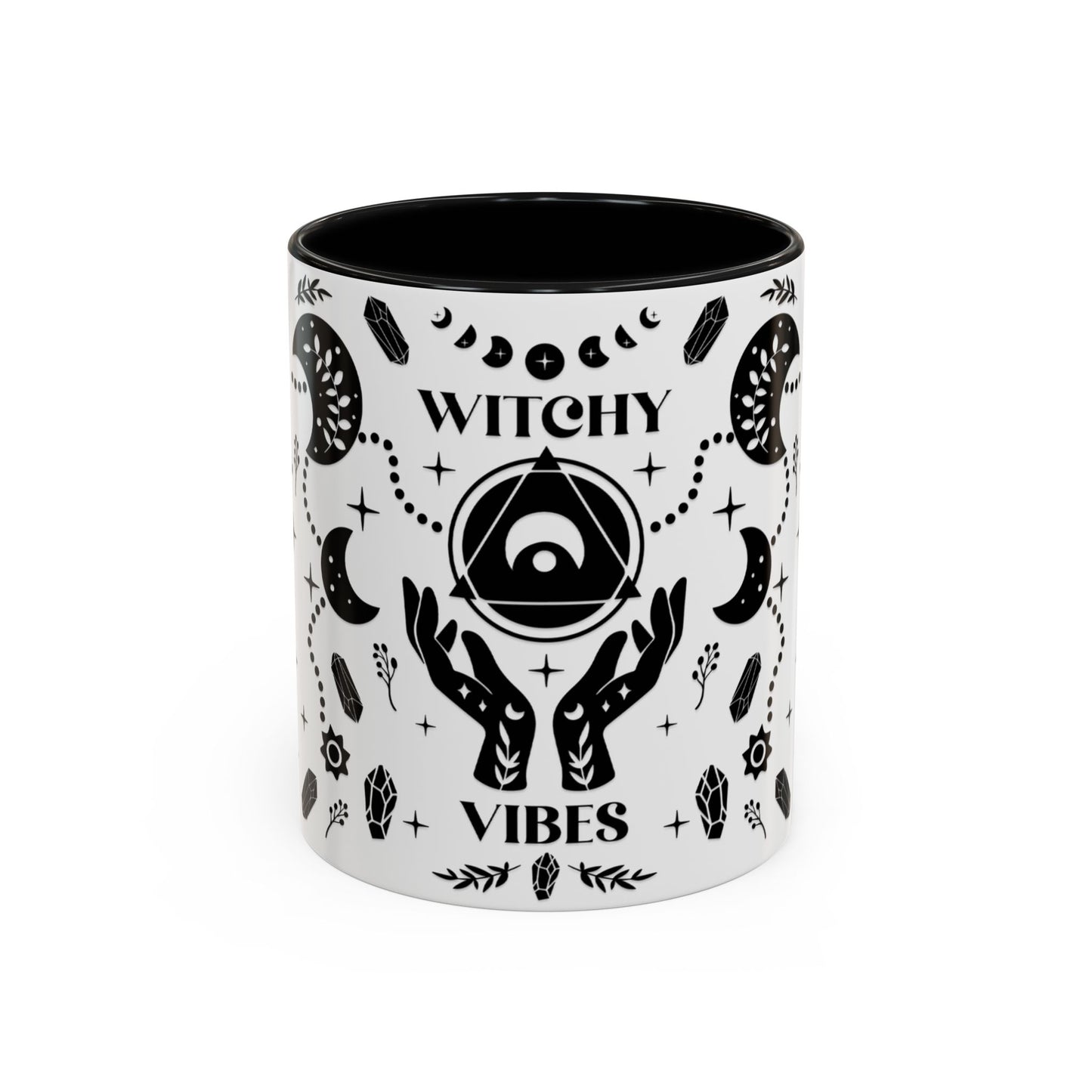 Witchy Vibes Accent Halloween Mug – 11oz & 15oz in Black, Red, or Pink