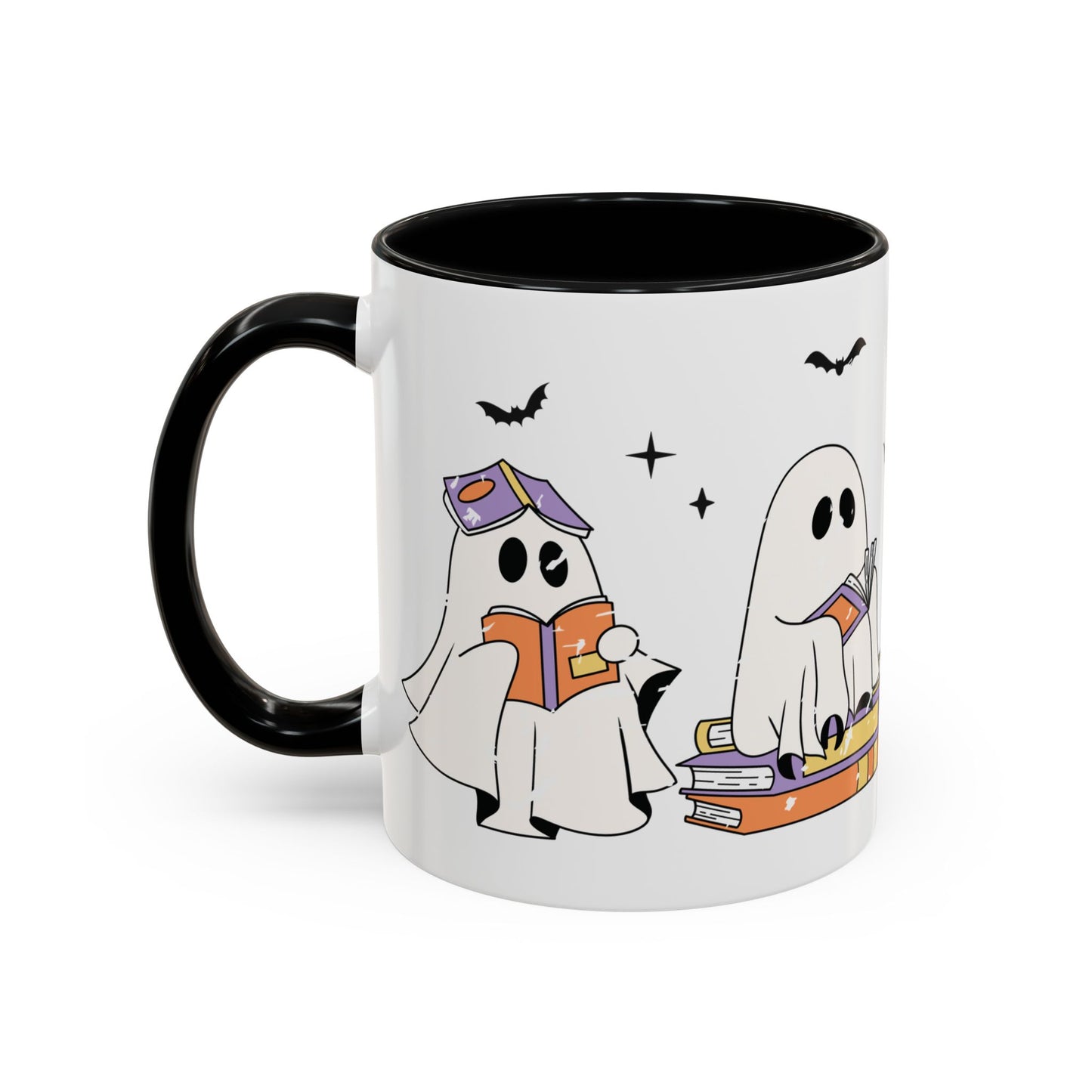 Bookish Boos Reading Ghosts Mug – 11oz & 15oz Black Accent Ceramic