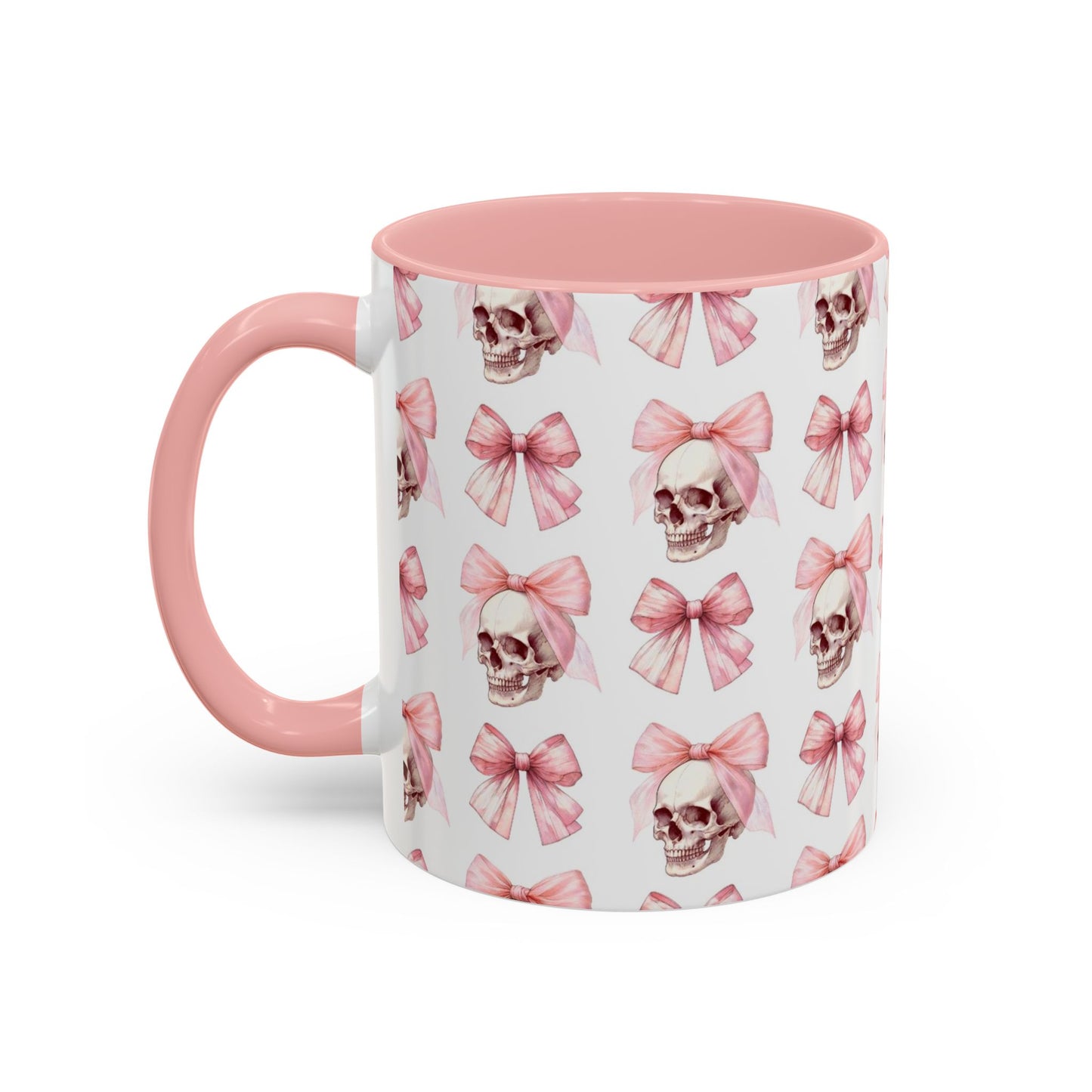 Coquette Halloween Skull & Bow Pink Accent Mug