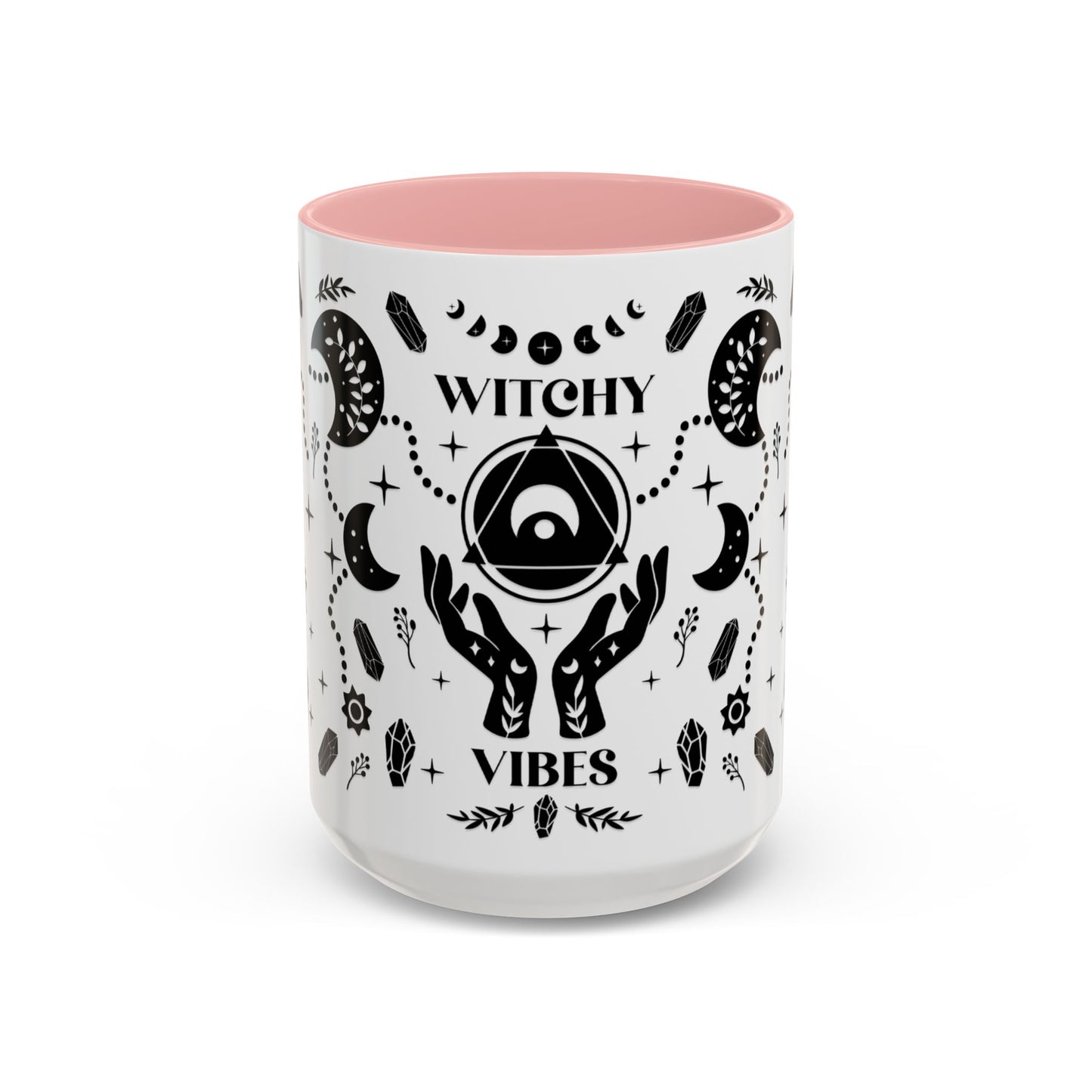 Witchy Vibes Accent Halloween Mug – 11oz & 15oz in Black, Red, or Pink