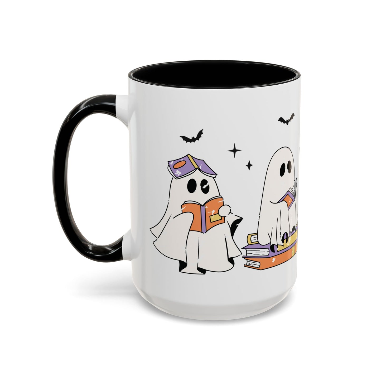 Bookish Boos Reading Ghosts Mug – 11oz & 15oz Black Accent Ceramic