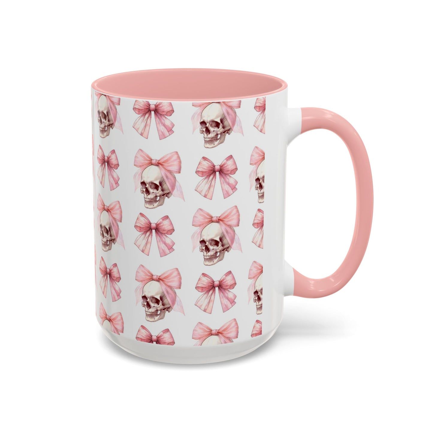 Coquette Halloween Skull & Bow Pink Accent Mug