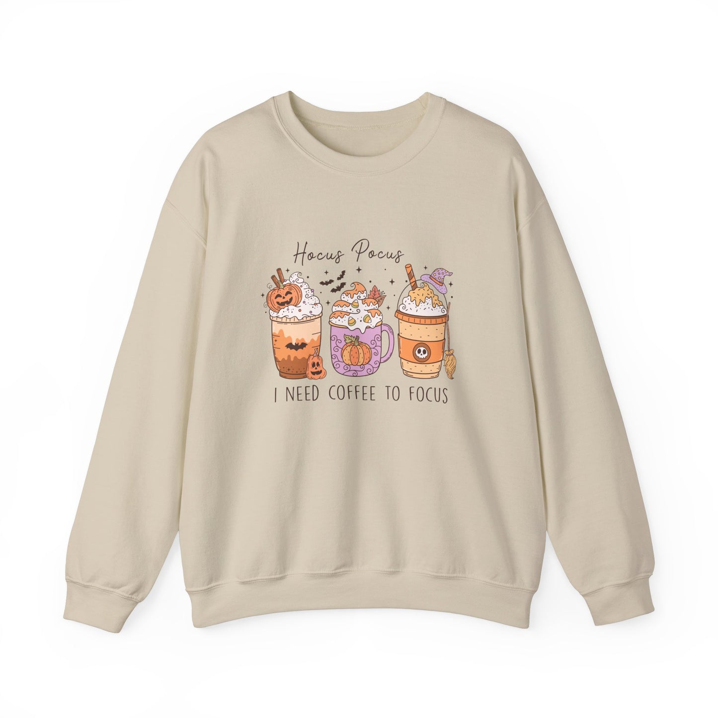 Hocus Pocus I Need Coffee to Focus Sweatshirt – Cozy Halloween Coffee Lover Pullover