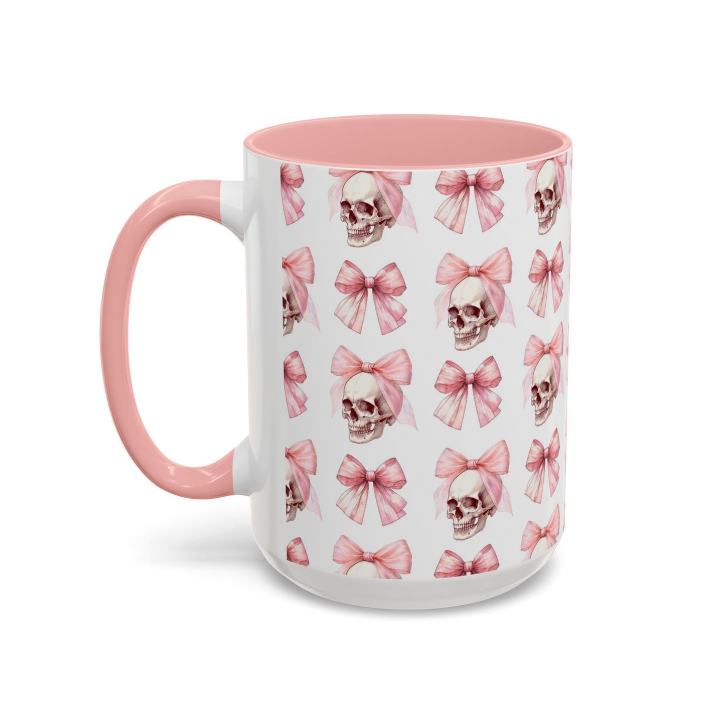 Coquette Halloween Skull & Bow Pink Accent Mug