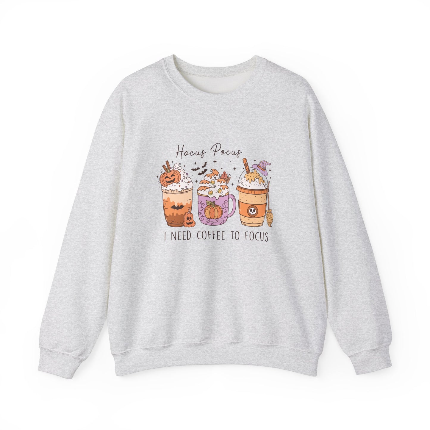 Hocus Pocus I Need Coffee to Focus Sweatshirt – Cozy Halloween Coffee Lover Pullover