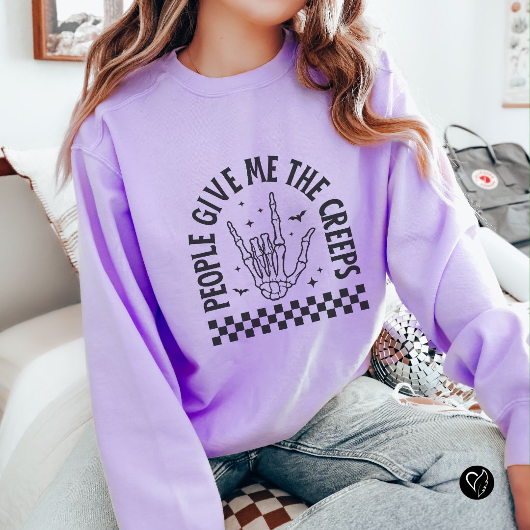 People Give Me the Creeps Sweatshirt – Front and Back Design Comfort Colors Pullover