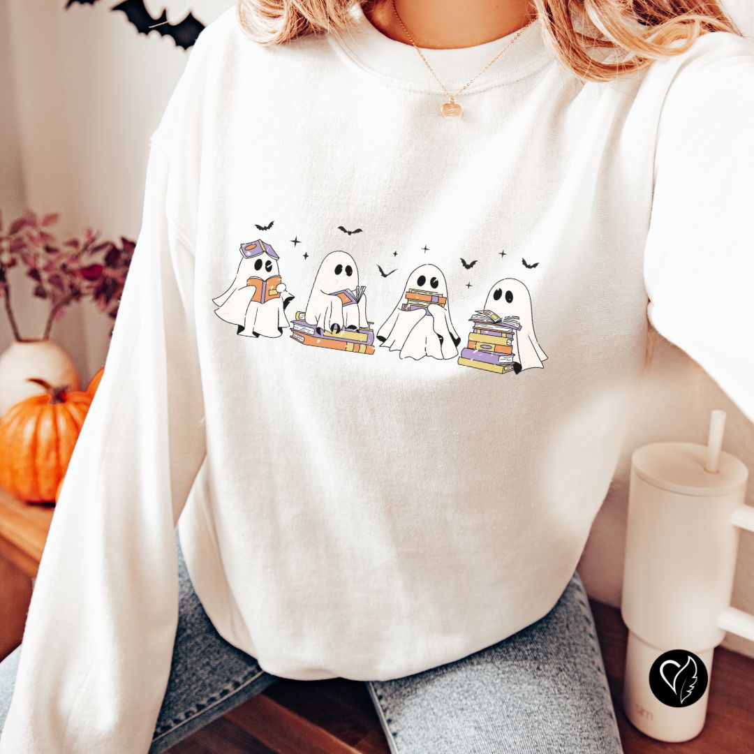 Bookish Boos Reading Ghosts Sweatshirt – Spooky Book Lover Halloween Sweatshirt