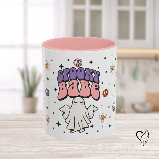 Spooky Babe Mug – 11oz Pink & Black Accent Ceramic