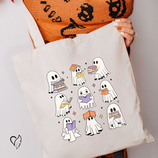 Bookish Boos Reading Ghosts Tote Bag – 100% Cotton Canvas